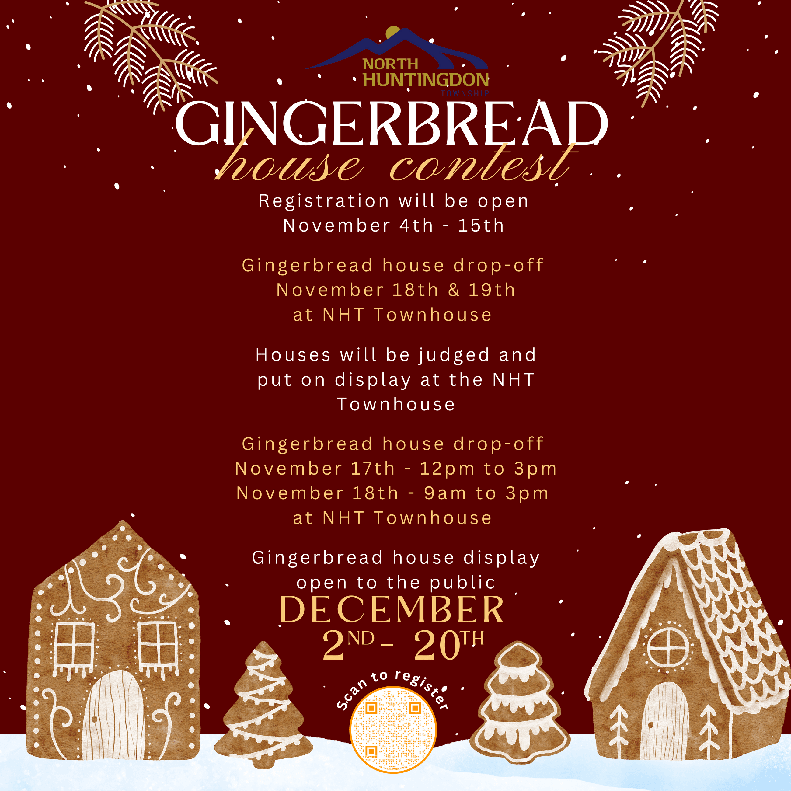Dark Red Beige Cute Simple Illustrated Holiday Gingerbread Christmas Festival Invitation Flyer (5)